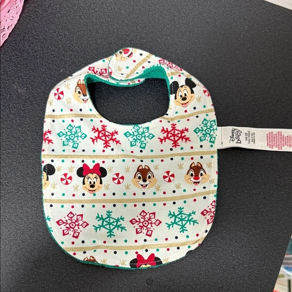 Disney Holiday Bib with Red and Green Accents